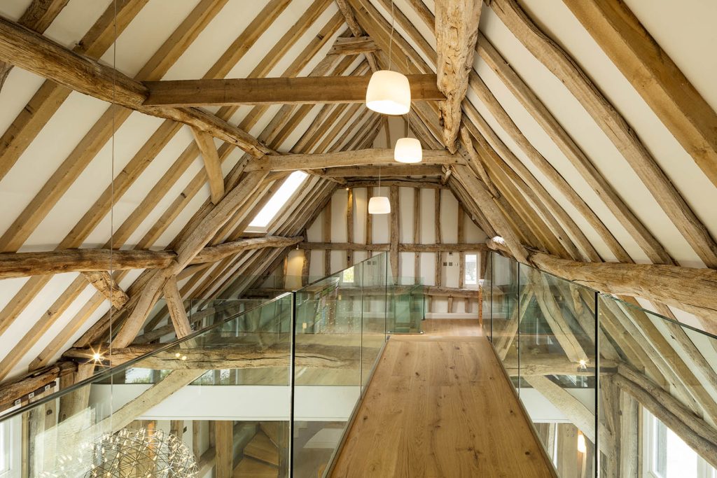 Inside of Callow farm oak framed house
