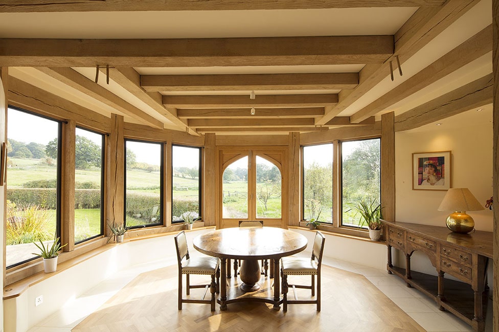 Drydown Farm interior of an oak framed extension project
