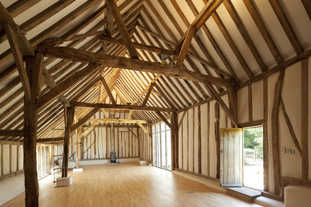 Ivy House Farmhouse barn interior oak framed house