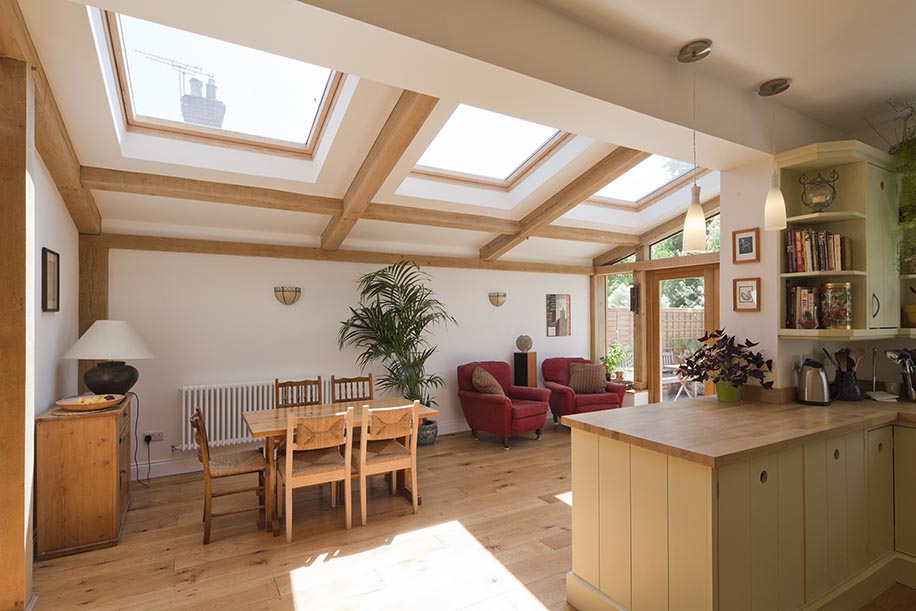 Interior of Stanmore Lane oak framed conservatory extension