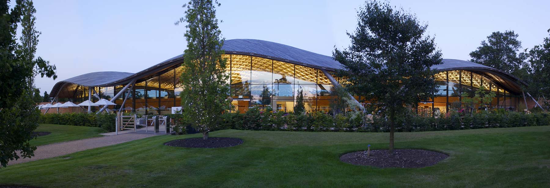 Savill Garden Gridshell external view of oak structures