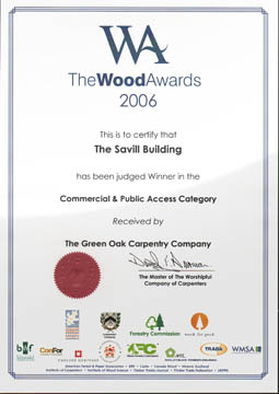 2006 - Wood Awards - Commercial and Public Access certificate