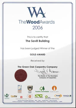 2006 - Wood Awards - Gold Award certificate