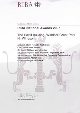 2007 - RIBA National Awards certificate