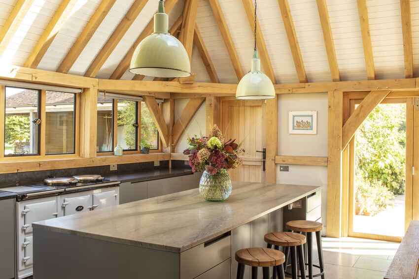 oak frame extension kitchen interior