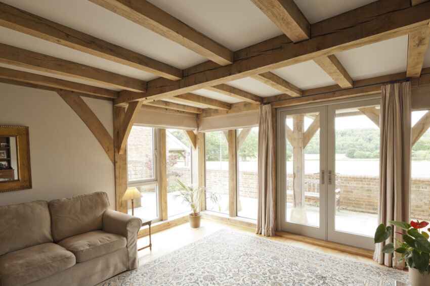 A view of oak joists and window bay