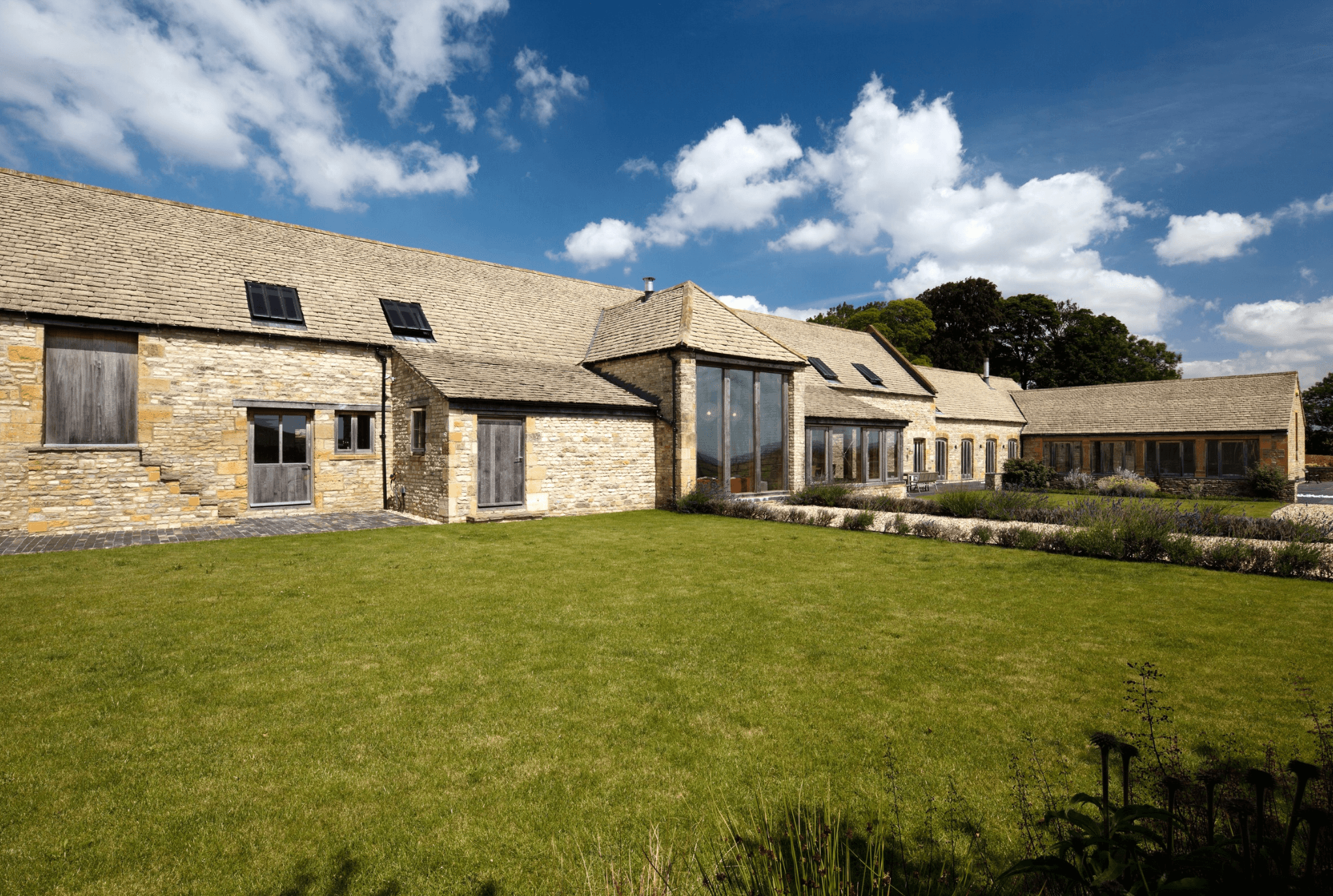 Chantrys Cotswolds Barn Exterior oak and stone