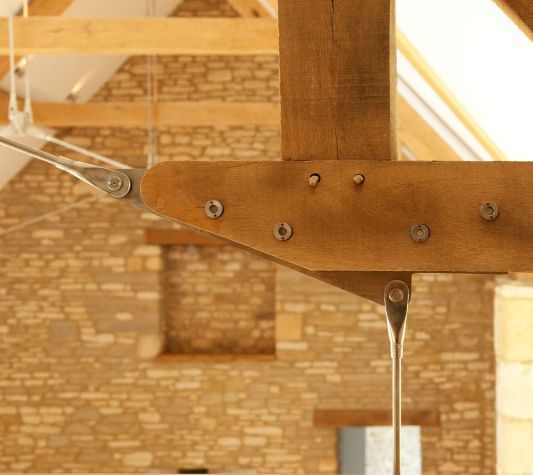 Chantrys Barn Oak and metal close up