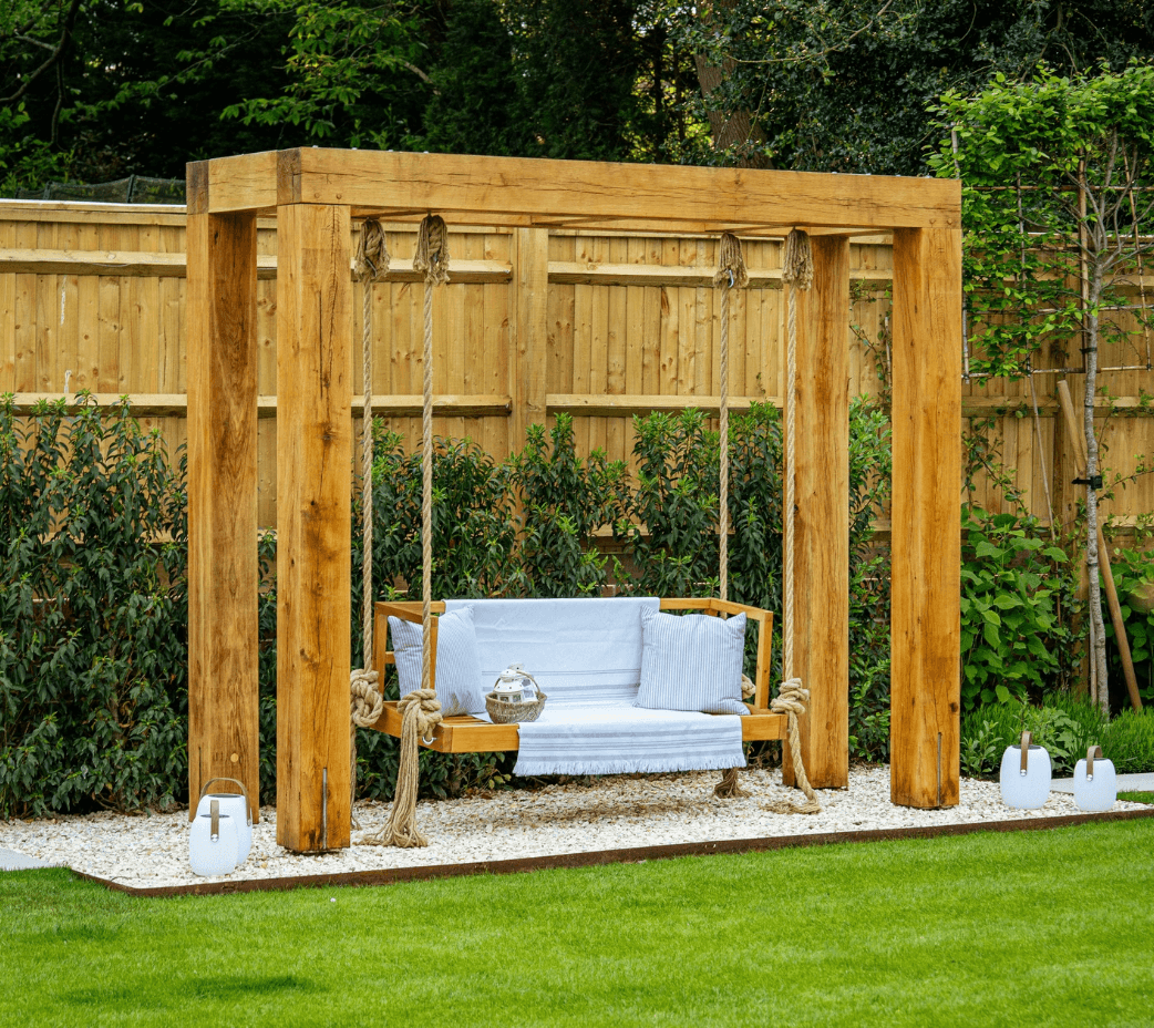 Oak frame swing seat