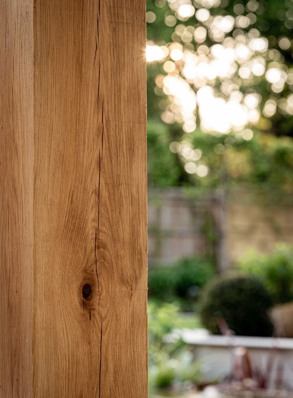 Close up of oak post