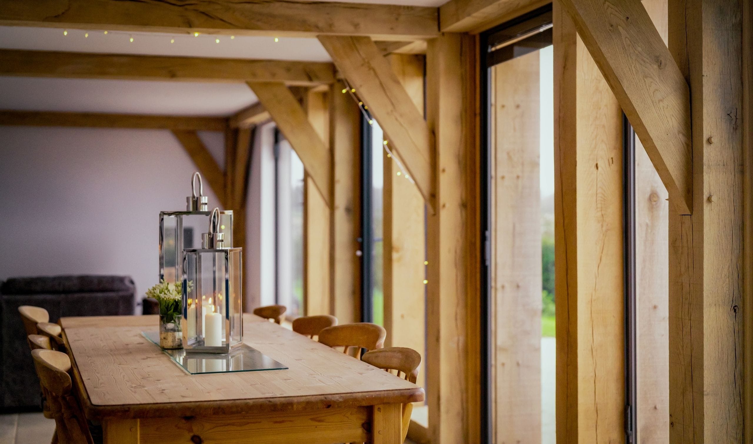 oak frame beams at Rushmere Farm