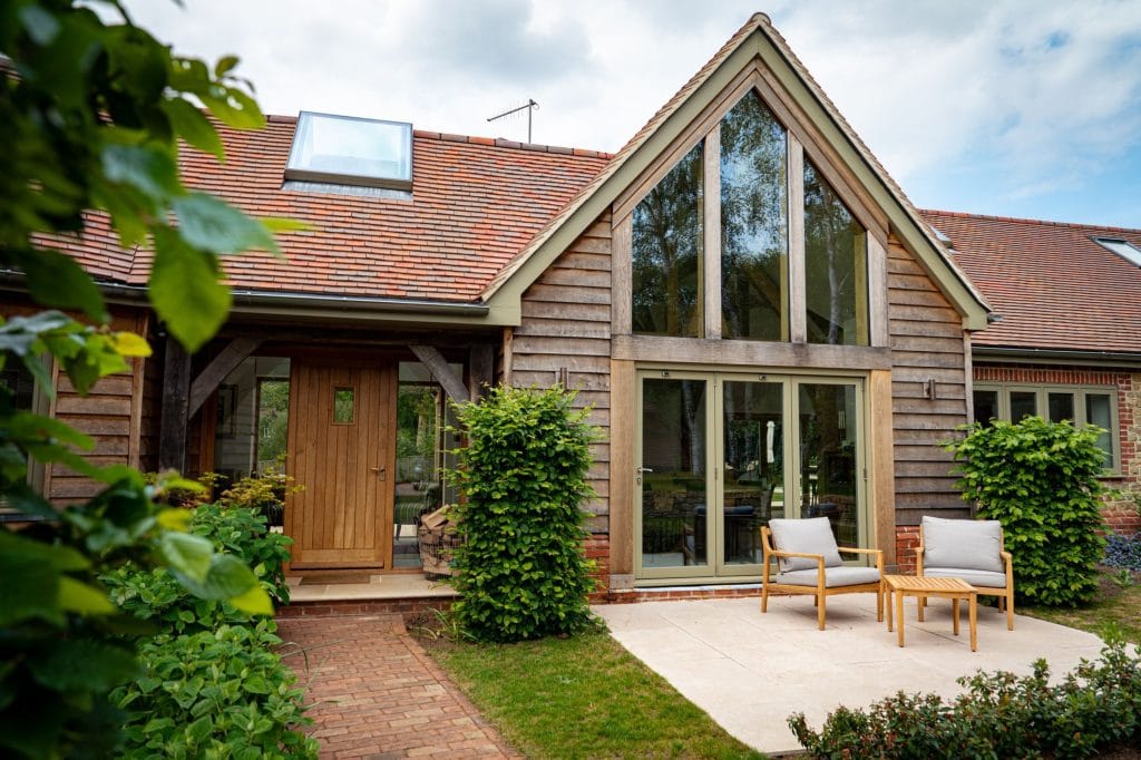 Green Oak Frame House with gable end 