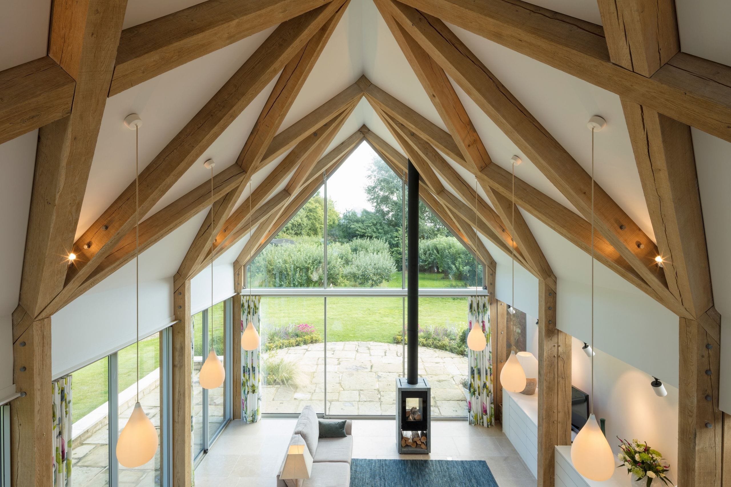 Oak fram extension with vaulted ceilings