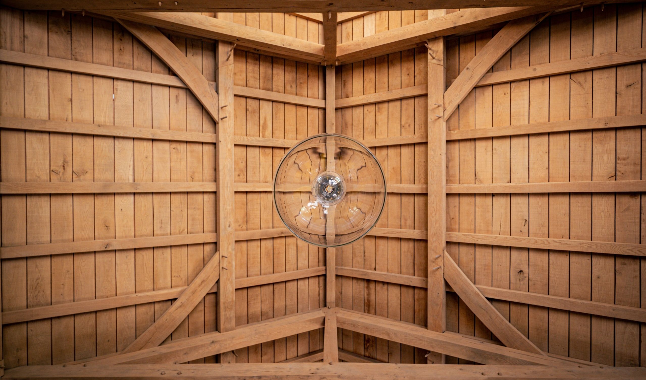 Oak frame barn conversion ceiling