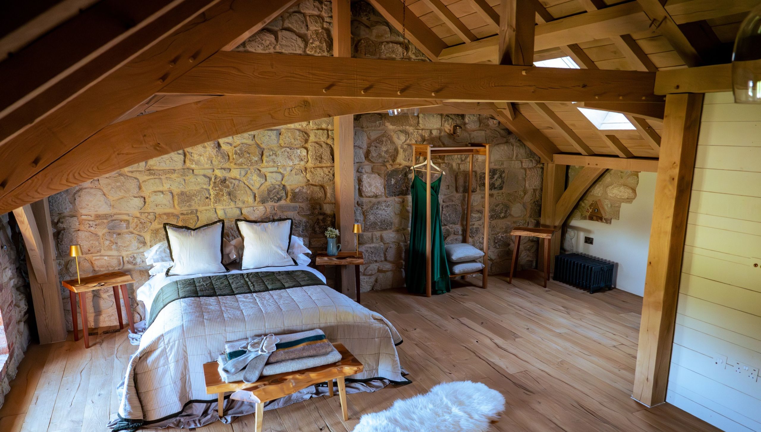 Oak frame home with oak feature bedroom